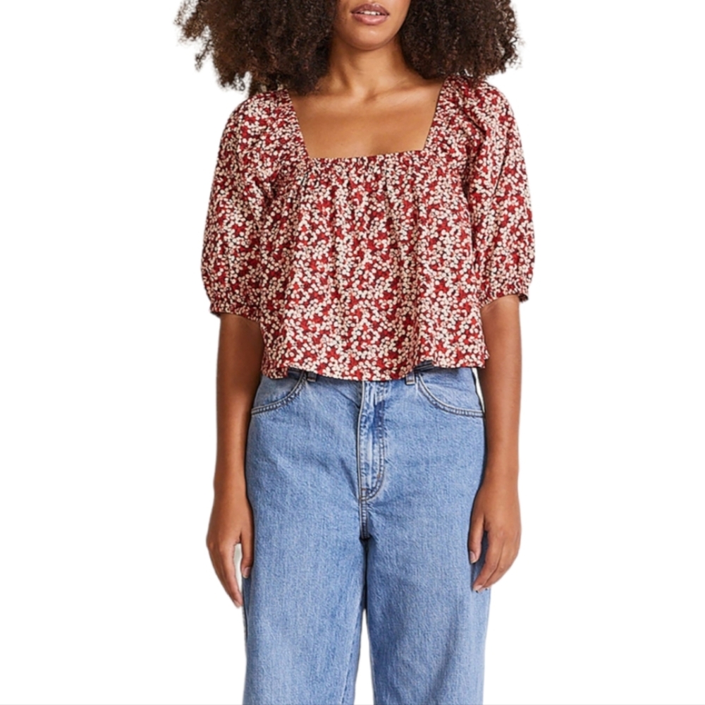 A piece Apart Gali Shirred Top In Mango Bouquet